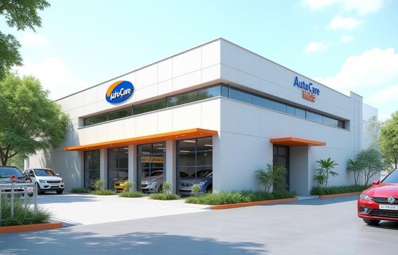 Exterior view of AutoCare India garage building